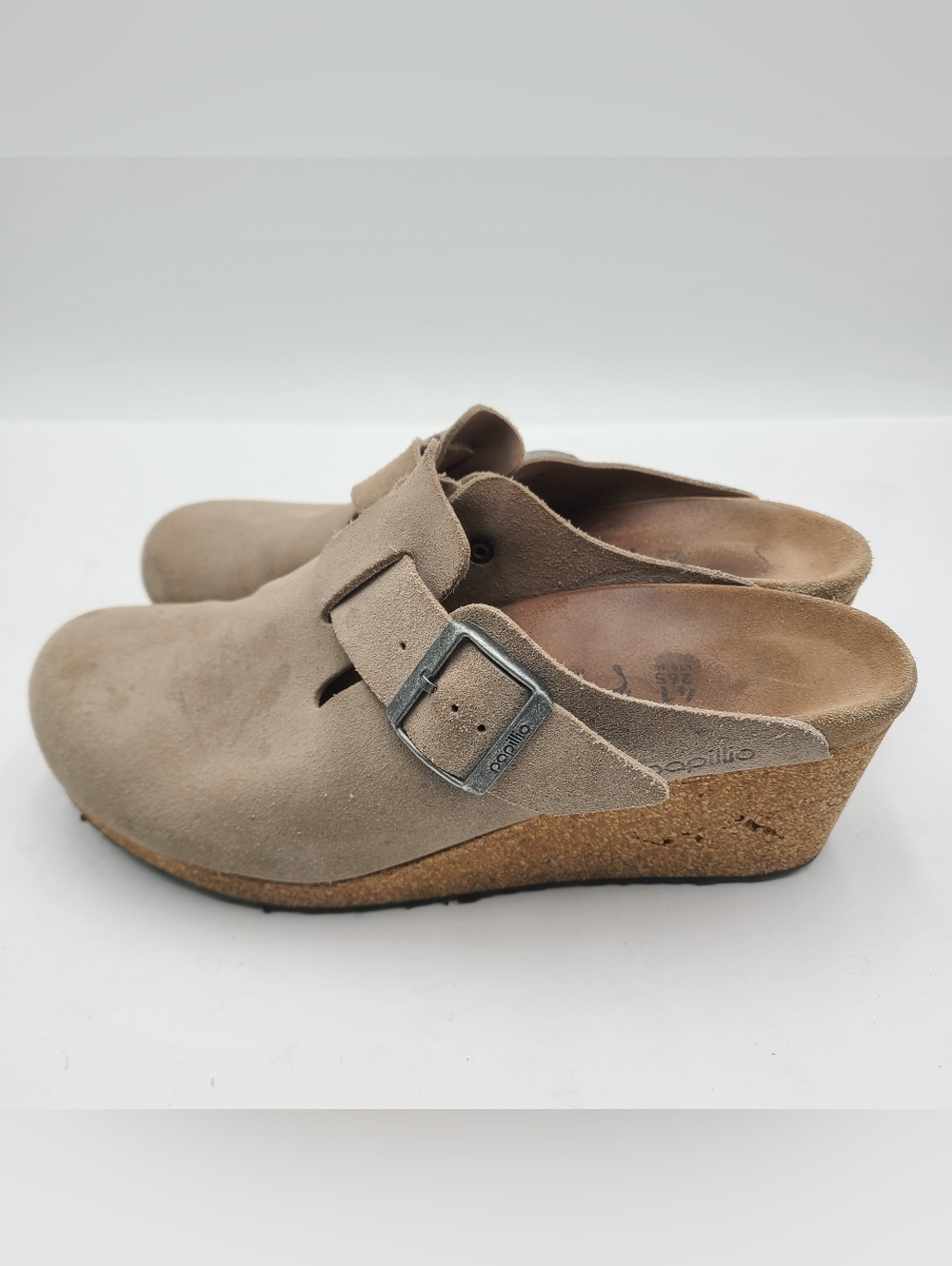 B27 Papillio By Birkenstock Sandals Womens 41/10 Fanny Slip On Wedge Mule Suede